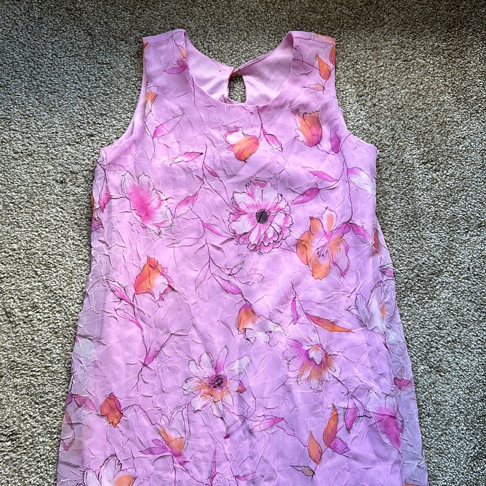 🌸 Vintage Girl Code Crepe Chiffon Floral Sheath Midi Dress
